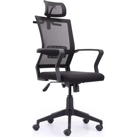 Fauteuil de bureau pivotant réglable en hauteur coloris noir , Largeur 64 x Profondeur 64 x Hauteur 117-127 cm - JUANIO (1/4)