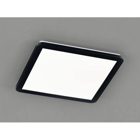 Dimmbare LED Deckenleuchte CAMILLUS flache Badezimmerlampe 40x40cm Schwarz IP44 (1/5)