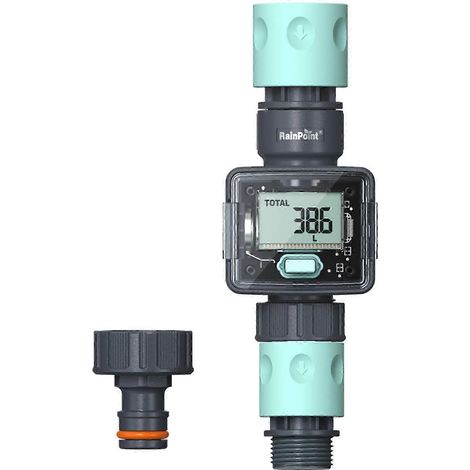 Compteur d'eau 2025, débitmètre numérique avec raccords rapides, mesure la consommation et le débit d'eau en gallons et litres, idéal pour les tuyaux d'arrosage de camping-cars et de jardin. (1/5)