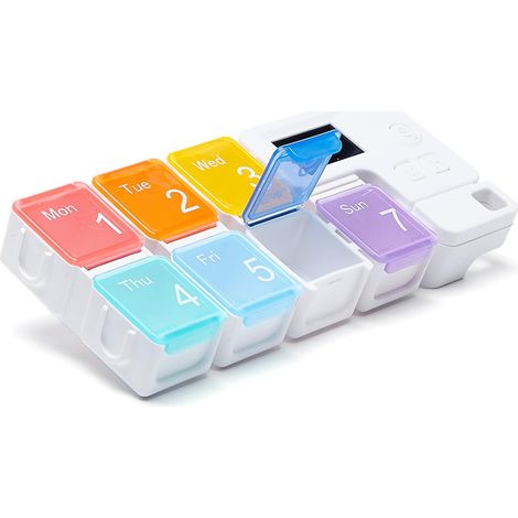 Boîte À Médicaments Électronique - 7 Compartiments - Alarme Lumineuse Et Sonore - ABS PP - 17,2 X 7,3 X 2,5 Cm - Pour Usage Domestique Et Voyage - 1 Pièce