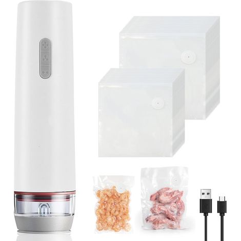 Appareil Sous Vide Alimentaire, Machine Sous Vide Alimentaire Portable, Appareils de Mise Sous Vide avec 30 Sacs Réutilisables, Mini Appareil Sous Vide Alimentaire Conservation des Aliments (1/5)