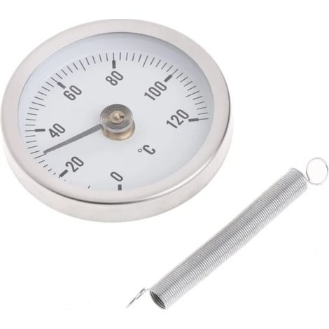 Thermomètre bimétallique à cadran de 63mm, en acier inoxydable, tuyau à ressort à Clip, jauge de test de température, 0-120 degrés (1/5)