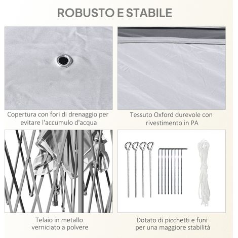Pavillon de jardin dépliable 3,3x3,3x2,8 m gris, toit avec filet anti-insectes, hauteur ajustable pour terrasse (1/5)