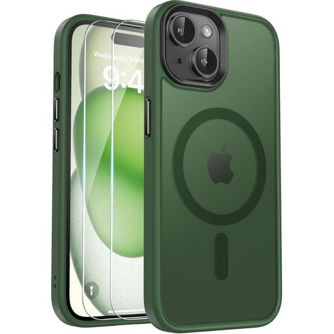 Handyhülle iPhone 15 Magnet Saugkraft Schutzfolie Grün (1/5)