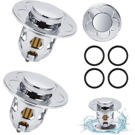 2 Pièces Bonde Lavabo Universel, Bonde de Lavabo Pop-Up avec Filtre Anti-Clogging, pour Baignoire, Cuisine, lavabo (Orifice de vidange 34-40mm)