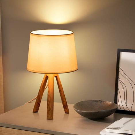 Lampe de table, chevet, bureau avec base en résine et abat-jour tissu. Douille E14. Moderne et Vintage pour Chambre, Salon [Classe énergétique B] (1/5)