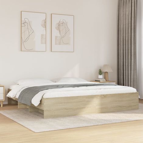Estructura de cama sin colchón roble Sonoma 200x200 cm vidaXL (1/5)