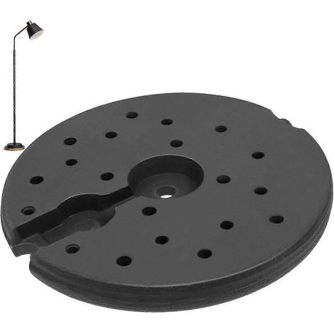 Pied de lampe sur pied, lesté, noir, 23,30 x 23,30 x 2,20 cm, support stable, 1 pièce (1/5)