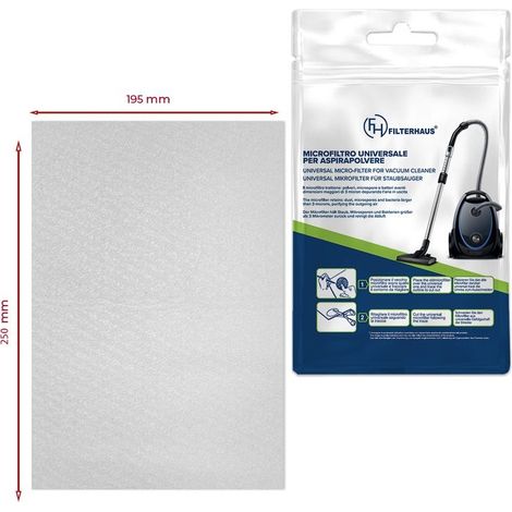 MICRO PANNO FILTRO ARIA RITAGLIABILE SU MISURA UNIVERSALE ASPIRAPOLVERE 195X250