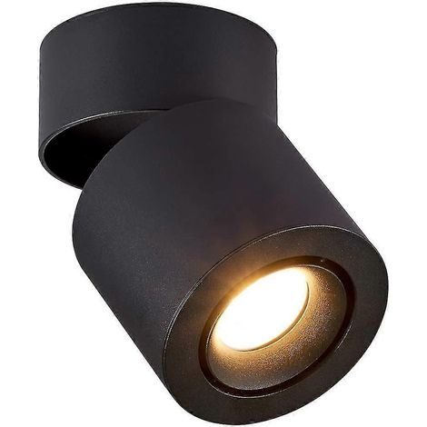 Spot de plafond 5 W, angle du corps de lampe réglable, spot de plafond, éclairage de plafond, spot de plafond réglable, plafonnier LED, 13,5 x 10 cm (noir) (1/5)
