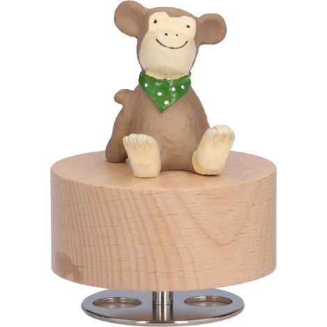 Boîte à musique ronde en bois DIY Singe - Décoration meuble et cadeau de fêtes (1/5)