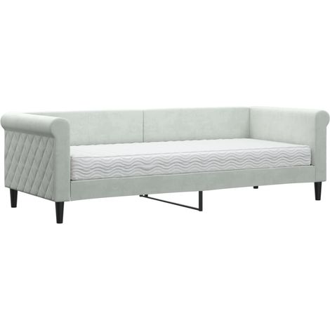 Maison Exclusive - Divano Letto con Materasso Grigio Chiaro 80x200 cm in Velluto