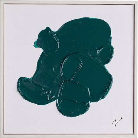 Quadro dipinto trilix verde 30 x 30 su tela dipinta a mano e struttura in legno di pino