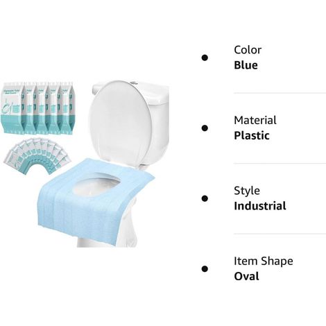 50 protège-sièges de toilettes jetables, imperméables, 40 x 60 cm, emballés individuellement, pour voyage et camping (1/5)