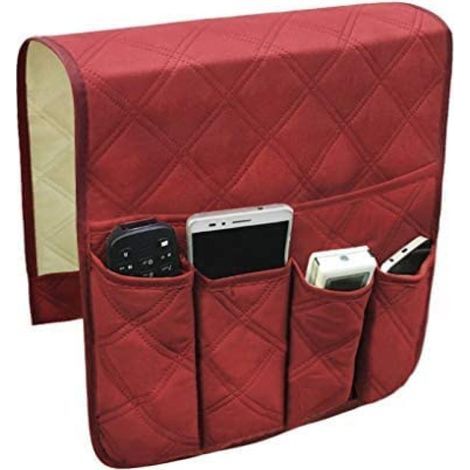 Organisateur d'accoudoir de canapé – Plateau de rangement pour canapé avec 5 compartiments et fermeture antidérapante 90 x 43 cm (1/5)