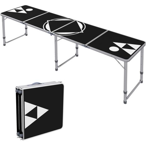 Table de camping pliable légère réglable en hauteur cadre aluminium noir 240x60x54-70cm