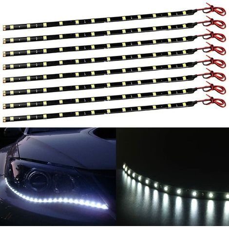 Blanc, barre lumineuse flexible de voiture de moto, barre lumineuse LED de voiture, lumière décorative, adaptée à la lumière de châssis, lumière de cadre de plaque d'immatriculation, lumière nette, bo (1/5)