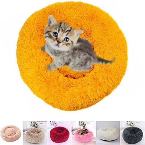1 Coussin Rond Chien Chat Coton PP Doux 50cm Hiver Anti-Moisissure pour Animaux Moins de 10kg