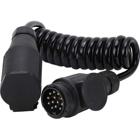Connecteur spiralé 12/24 V 13 broches pour remorque - Câble à ressort de 2 m pour une transmission de signal stable (pour camping-car) (1/4)
