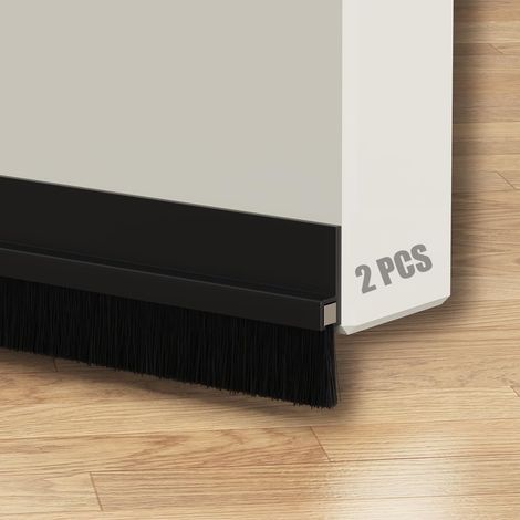 2PCS Door Seal Strip Brush with Self Adhesive Brush 4 x 100 cm Bottom of Door Seal (Black) (1/5)