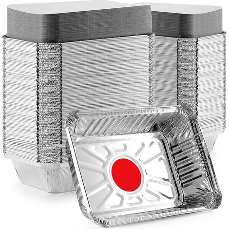 100 bandejas de aluminio, tapa de cartón, 900 g, aptas para horno/congelador, para hostelería/restaurantes. (1/5)