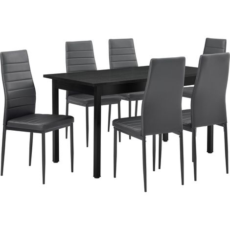 Mesa de comedor gris 140cm x 60cm x 75cm + Sillas grises 96 cm x 43cm 030004077