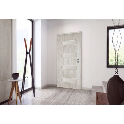 Porte intérieure gauche en chêne argenté Milano 80 cm