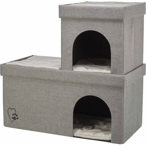 Katze-Haus - TRIXIE - Kimy - 2 Etagen - Grau - Innen - Gemütlich