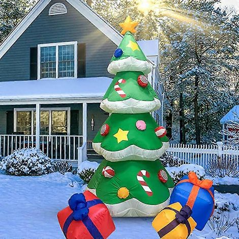 2,1 m großer, aufblasbarer Weihnachtsbaum mit LED-Beleuchtung – Fröhliche Weihnachten, Weihnachtsdekoration für draußen, Party, Silvester und mehr (1/5)