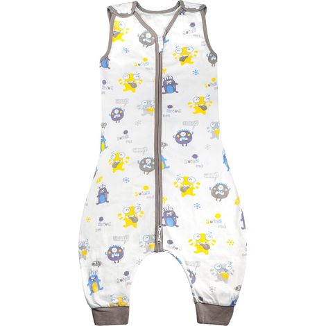 Gigoteuse Été,Gigoteuse a Pied Tog 0,5 Gigoteuse avec Jambes,Sac de Couchage pour Enfant,Turbulette Ete 100% Coton Fille Garçons,Longueur 93cm,3-5 Ans,Monstres (1/5)