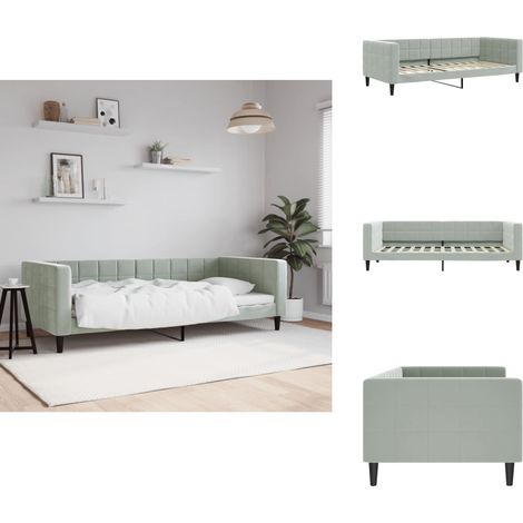 Lit de repos sans matelas gris clair 90x200 cm velours - Lit De Repos - Lits De Repos - Canapé-lit - Lit D'appoint (1/5)