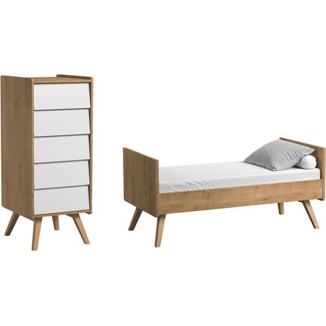 Lettino evolutivo e cassettiera Vox Vintage Legno Bianco (1/5)