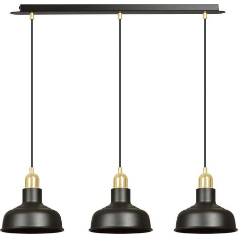 Lustre métal Emibig IBOR 3 3xE27 noir/or réglable 100cm (1/5)