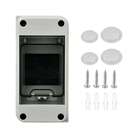 Boîte à fusibles en saillie - Répartiteur en saillie - Boîtier étanche IP65 pour pièces humides - Pour jardin, colonnes de chargement ou extérieur (3 modules) (1/5)