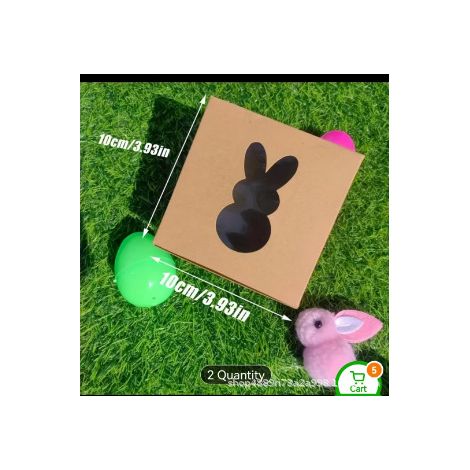 KOWOLL Boîtes à friandises de Pâques en carton, couleurs bonbon, avec fenêtre en forme de lapin, contenant cadeau en papier pour biscuits, bonbons et autres gourmandises de Pâques (1/5)