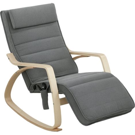 Fauteuil à Bascule Massant avec Chauffage Lombaire 3 Modes Revêtement Tissu Gris Confortable et Relaxant pour Intérieur (1/5)