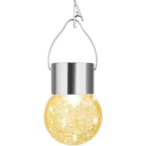 Lanterne Solaire à Clipser Lumières de Boules de Verre craquelées à énergie Solaire - Lumières de Nol décoratives à LED pour pelouse de Cour de Patio (1/5)