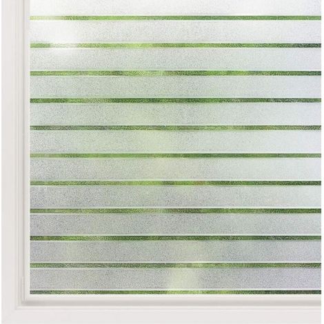 1pc 45x200CM Electrostatic Window Film Horizontal Stripe Pattern Opaque Glass Film Frosted Static Cling Sticker Non-Adhesive Glass Protection Privacy Screen Kitchen Home Bathroom (1/4)
