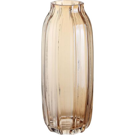 Grand vase en verre ambré pour fleurs, vase à côtes dorées, vase de sol de 32 cm, vases décoratifs pour décor de table à la maison et style ferme (Marron 32 cm) (1/5)