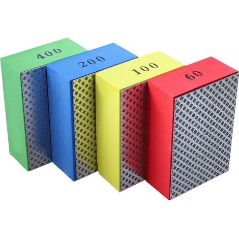 Lot de 4 tampons de polissage diamantés pour carrelage, verre, céramique, blocs de ponçage, polissage 60, 100, 200, 400