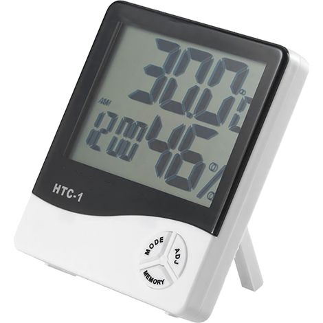 Hygromètre numérique grand écran, thermomètre d'intérieur précis avec horloge, design moderne ABS, affichage clair température et humidité pour maison (1/5)