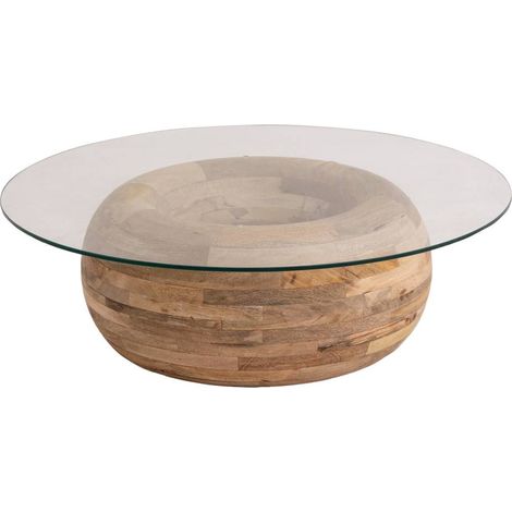 Made In Meubles – Table basse relevable en bois de manguier et verre – Dimensions 30x90x90 cm – Idéale pour salons modernes – Entretien facile avec chiffon sec (1/5)