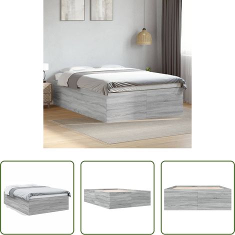 vidaXL Estructura de cama madera de ingeniería gris Sonoma 120x190 cm (1/5)