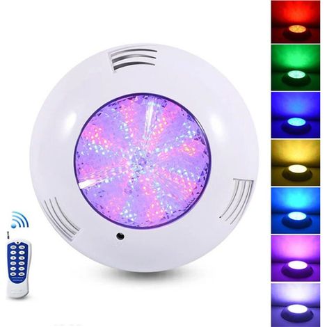 Harzgefüllter LED-Poolstrahler, extraflache, mehrfarbige, dimmbare RGB-Unterwasser-Poolleuchte mit 35 W und Fernbedienung, Abstrahlwinkel 140°, wasserdichte LED-Glühbirne 12 V AC, Schutzart IP68, für (1/5)