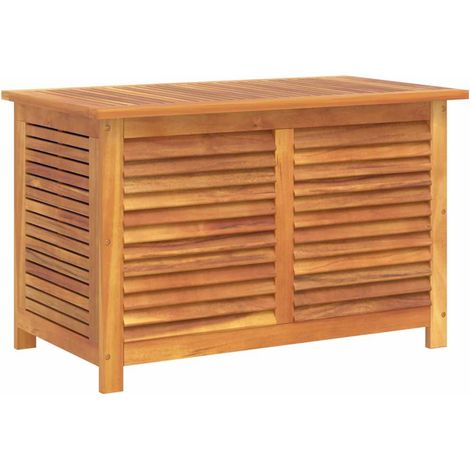 Boîte de rangement de jardin persiennes 90x50x56 cm bois acacia (1/5)