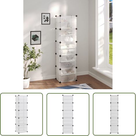 The Living Store Schuhregal Transparent 44x31,5x153,5 cm PP - Schuhregal - Schuhorganisation - Garderobe - Aufbewahrungsbox - Regal (1/5)