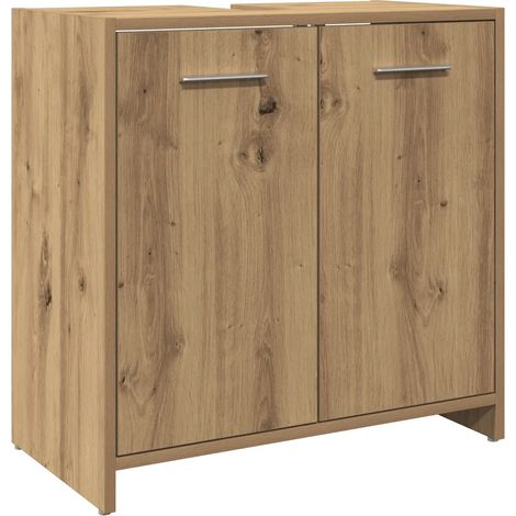 Armoire de lavabo salle de bain rangement design élégant 60 x 33 x 60 cm en bois d'ingénierie chêne artisanal