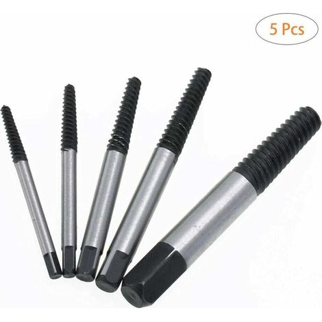 5Pcs Extracteur de Vis Endommagé,HSS Extracteur Vis Réglage Fixé Pour Endommagé Ménagepratique, Acier,Goujons,1/8", 1/4", 5/16", 7/16", 9/16 (1/2)