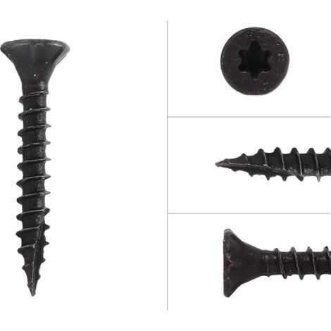 Schwarze Schrauben Verzinkt 3,5 x 25 mm Torx 20 mit Schneidkerbe