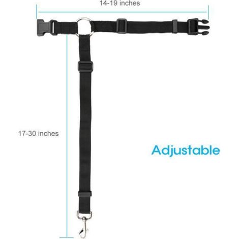 Ceinture De Sécurité - Pour Chiens Et Chats - Ajustable 42,5 À 75 Cm - Nylon - Noir - 1 Pièce (1/4)